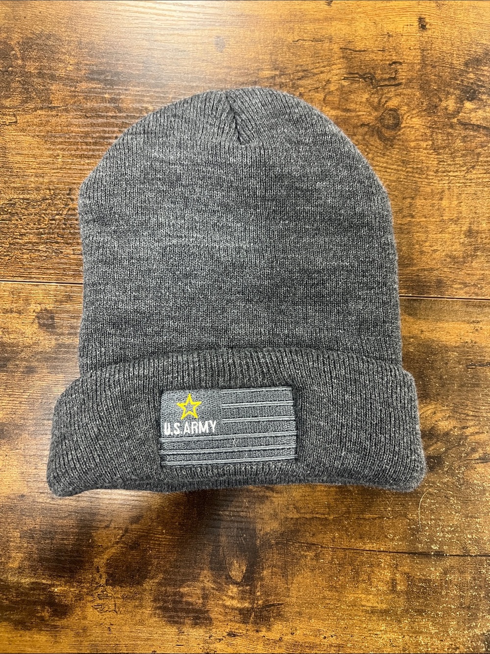 U.S. Army Dark Gray Knit Beanie with Star Patch